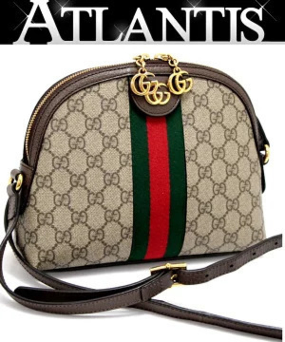 Gucci GG Supreme Sherry Shoulder Bag x Leather Brown